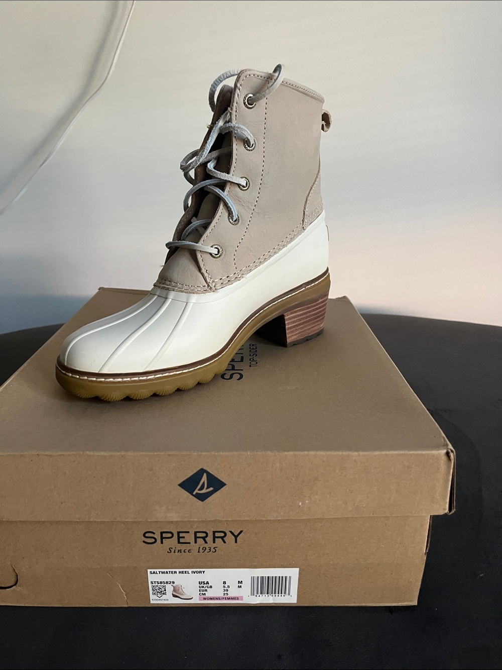 Sperry Two-Tone Cream and Beige Lace-Up Duck Boots